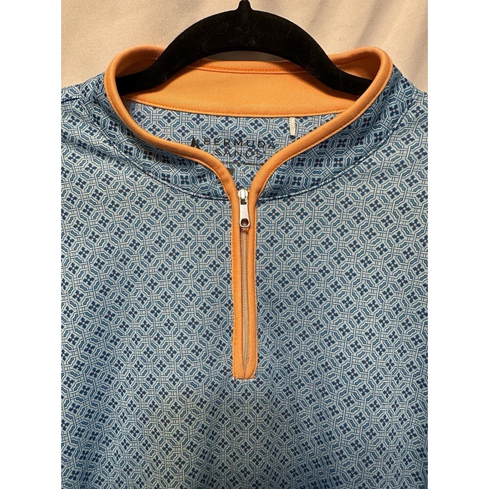 Bermuda Sands Womens Blue Orange Geometric Quarter Zip Golf Dress Large Pocketed - Picture 3 of 7